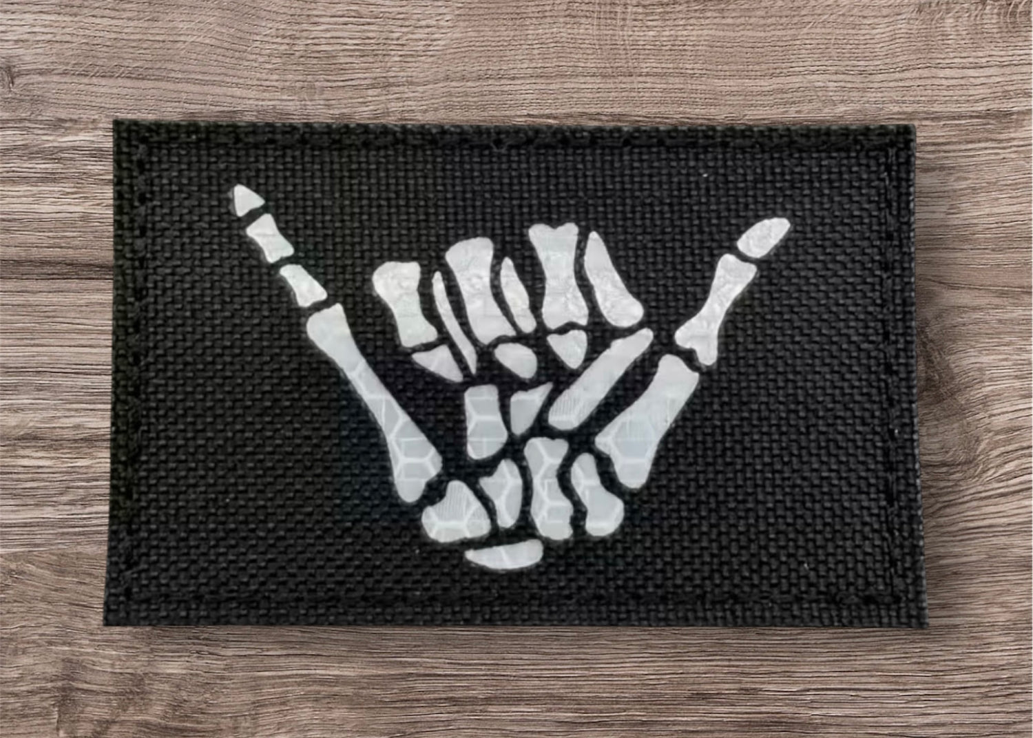 Black Relax Skeleton Hand Laser-Cut Fabric Morale Patch 