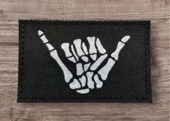 Black Relax Skeleton Hand Laser-Cut Fabric Morale Patch 