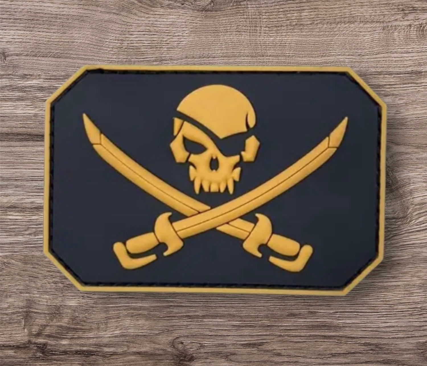 Gold Pirate Skull and Crossed Swords PVC Morale Patch