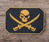 Gold Pirate Skull and Crossed Swords PVC Morale Patch