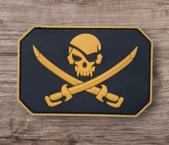 Gold Pirate Skull and Crossed Swords PVC Morale Patch