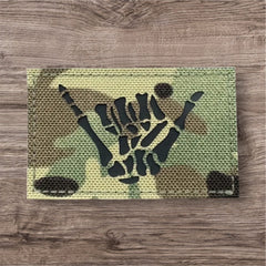 Multi-Cam Relax Skeleton Hand Laser-Cut Fabric Morale Patch 
